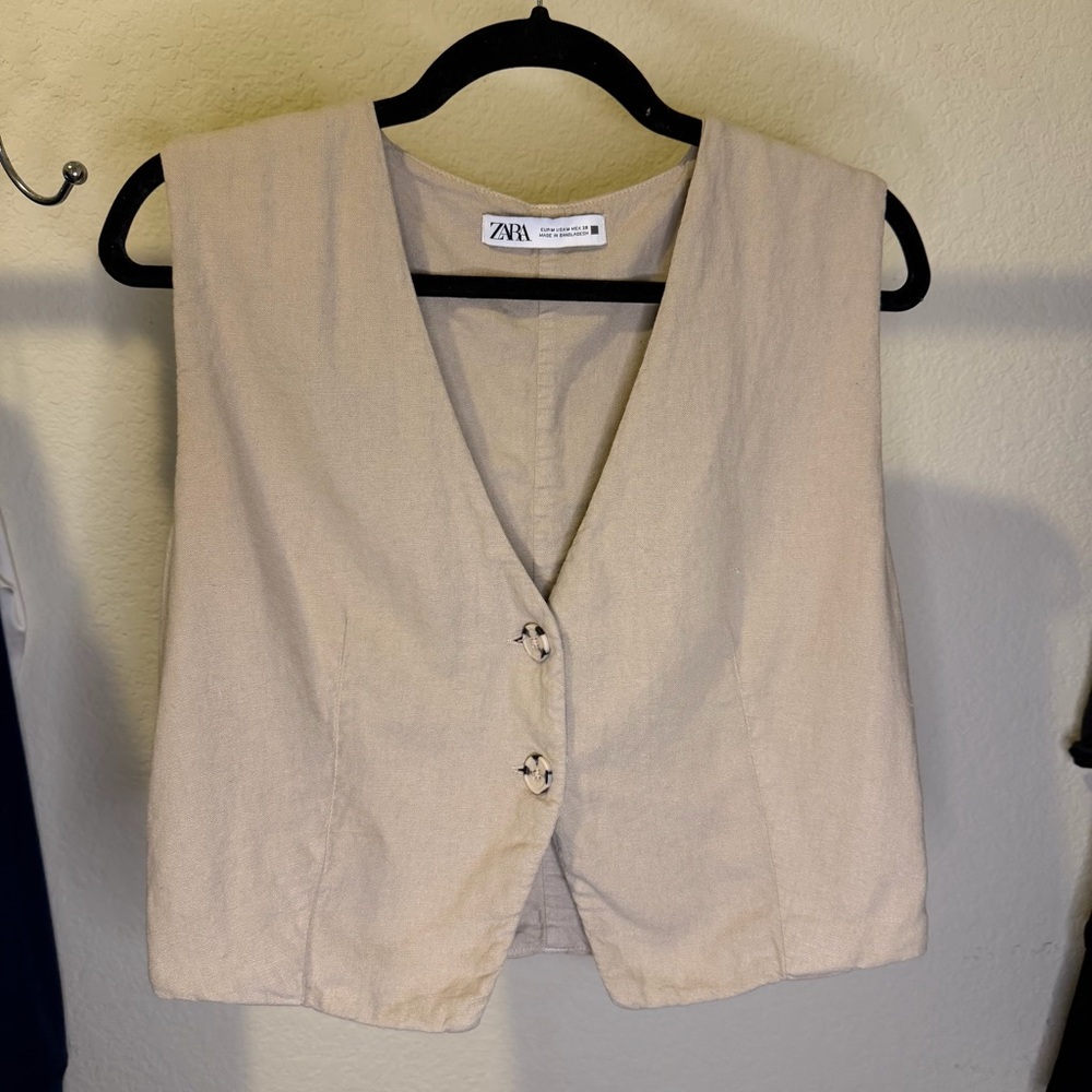Zara Light Tan Buttoned Women's Blouse